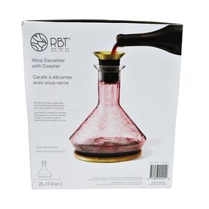 RBT Pink Glass Wine Decanter with Gold Coaster